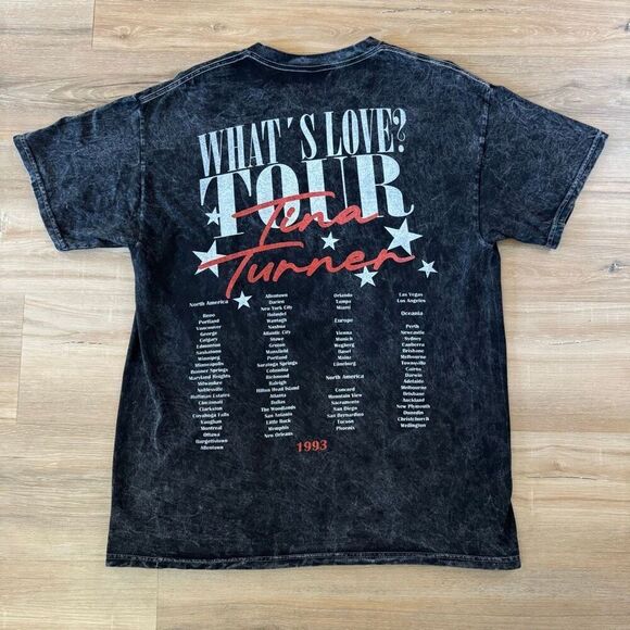 Tina Turner What’s Love World Tour Acid Wash Black Shirt Size Small Oversized - Picture 4 of 6